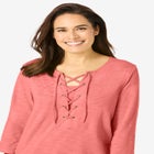 Lace-Up Three-Quarter Sleeve Tee image number null