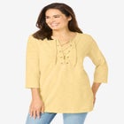 Lace-Up Three-Quarter Sleeve Tee image number null