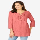 Lace-Up Three-Quarter Sleeve Tee image number null