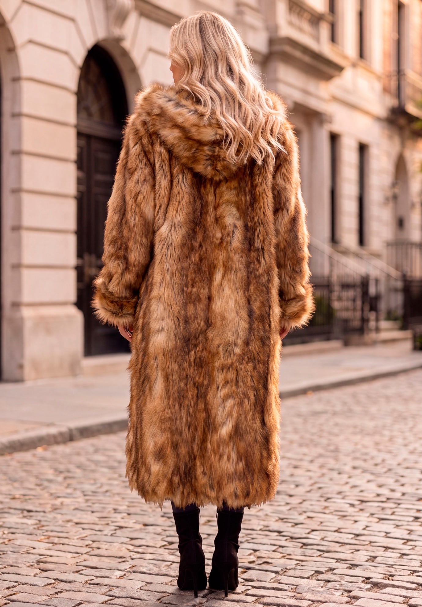 Plus Size Hooded Faux Fur Coat image number 4