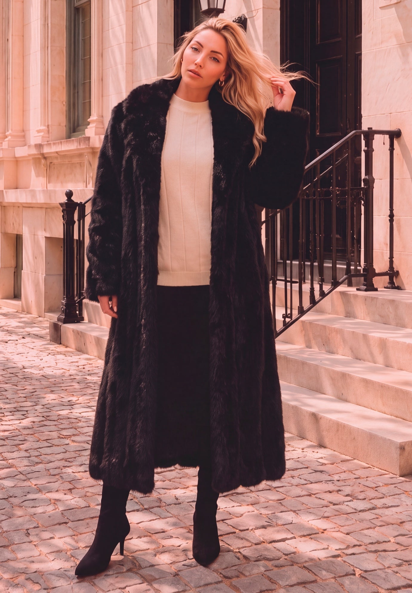 Plus Size Hooded Faux Fur Coat image number 0