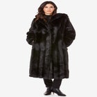 Plus Size Hooded Faux Fur Coat image number 1