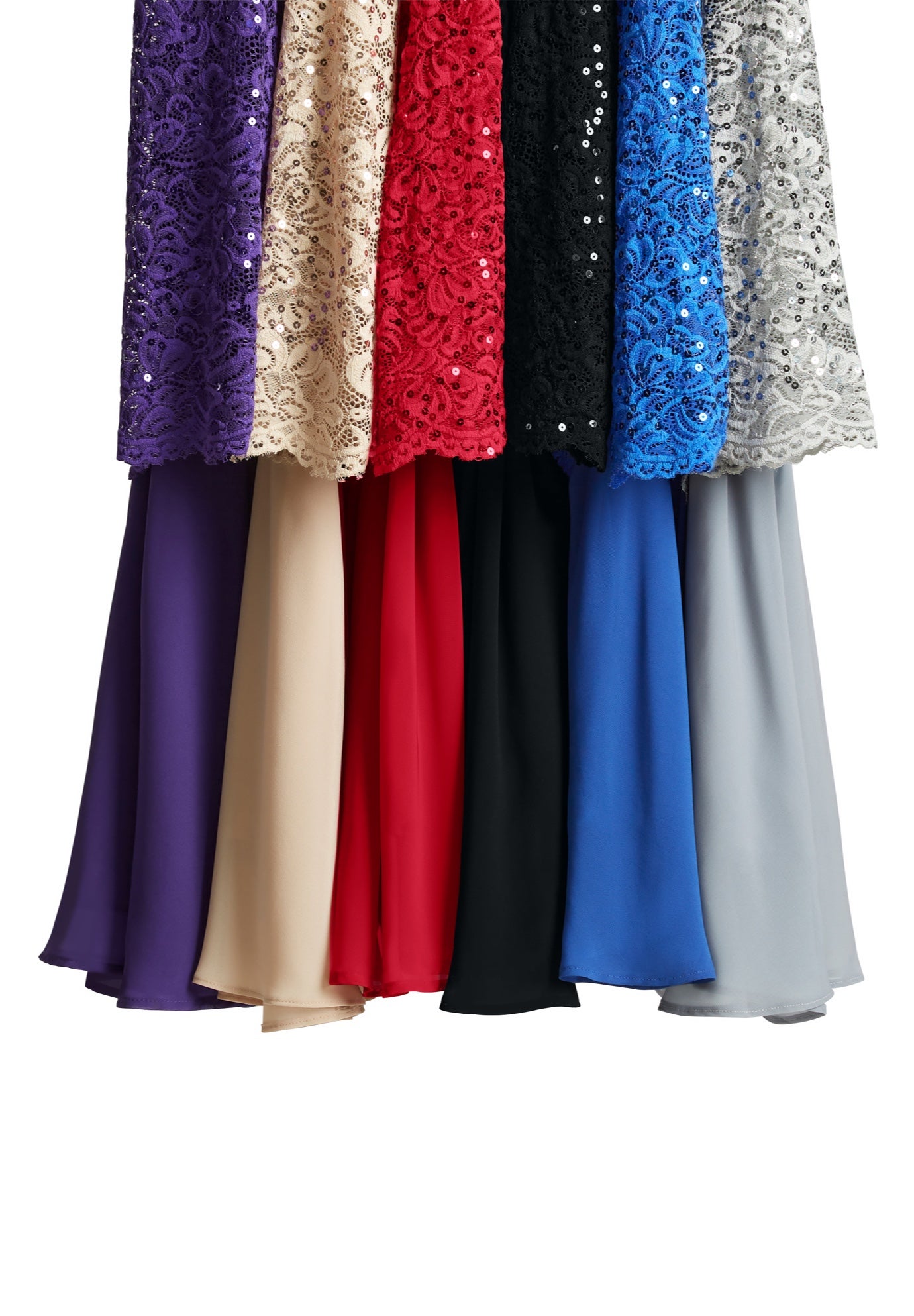 Plus Size Sparkle Lace Popover A-Line Gown with 3/4 Sleeves image number 5