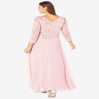 Plus Size Sequin Lace Three Quarter Sleeve A-Line Gown image number null