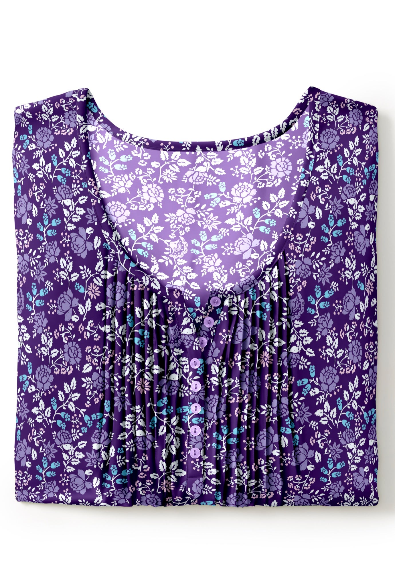 7-Day Three-Quarter Sleeve Pintucked Henley Tunic image number 3