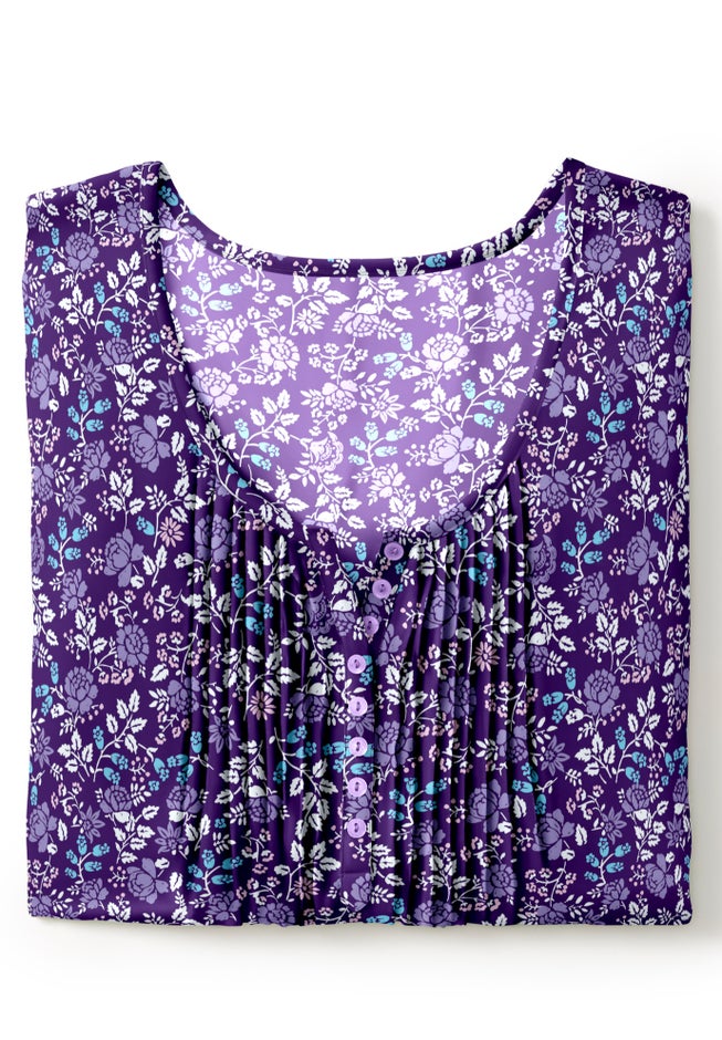 7-Day Three-Quarter Sleeve Pintucked Henley Tunic image number 3