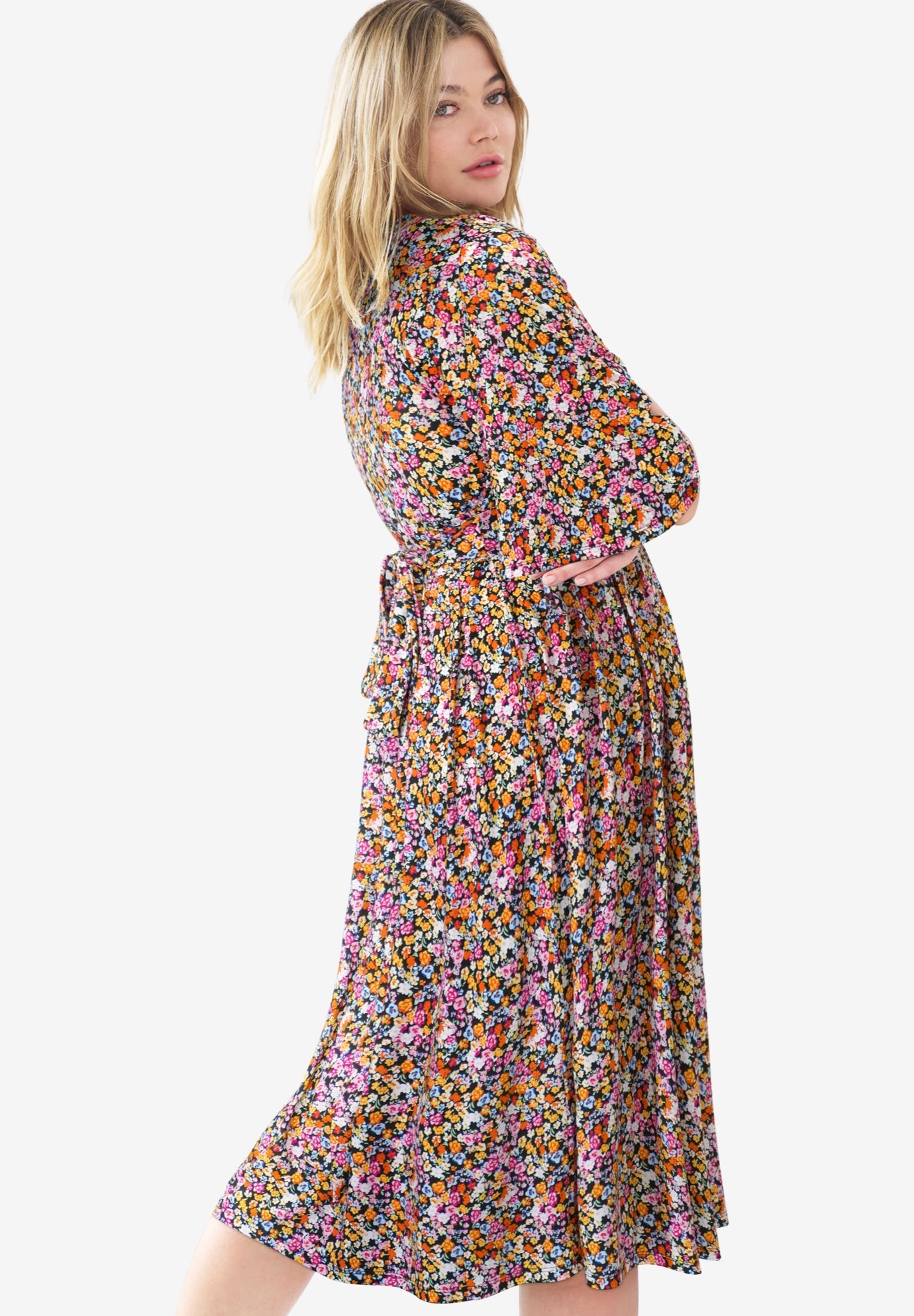 Surplice Tie Back Midi Dress image number 1