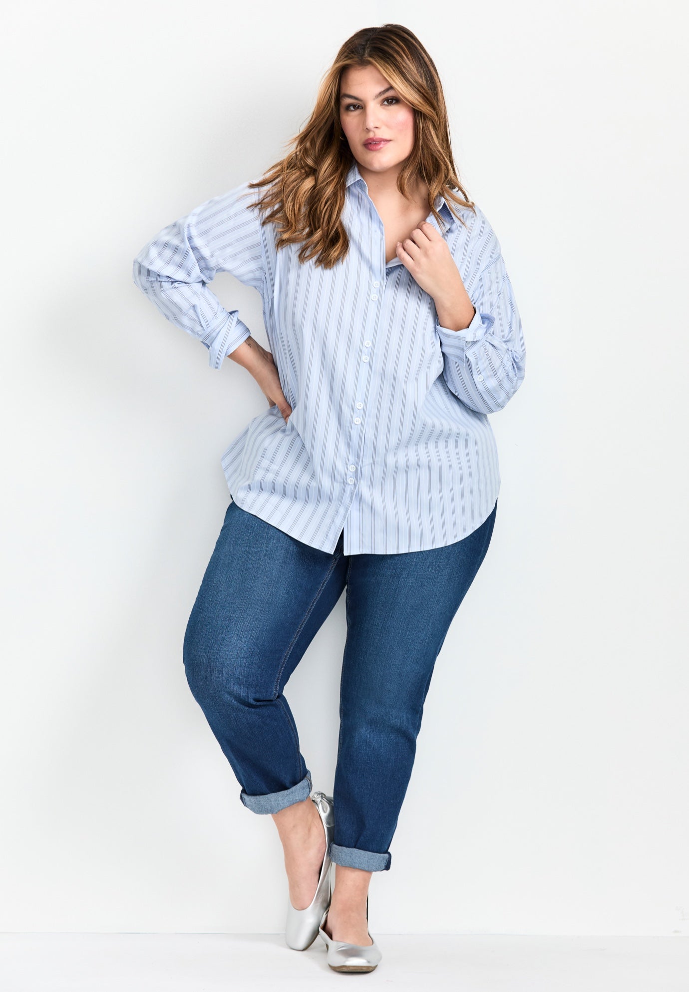 Classic Stripe Boyfriend Shirt image number 3