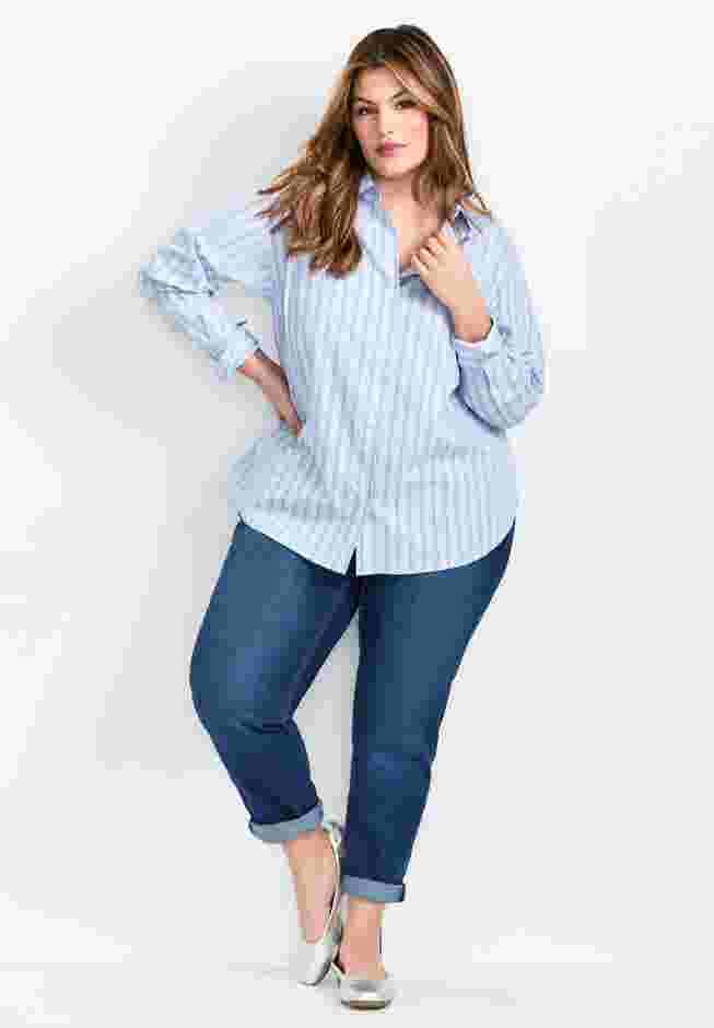 Classic Stripe Boyfriend Shirt image number 3