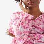 Keyhole Ruffle Trim Blouse image number null