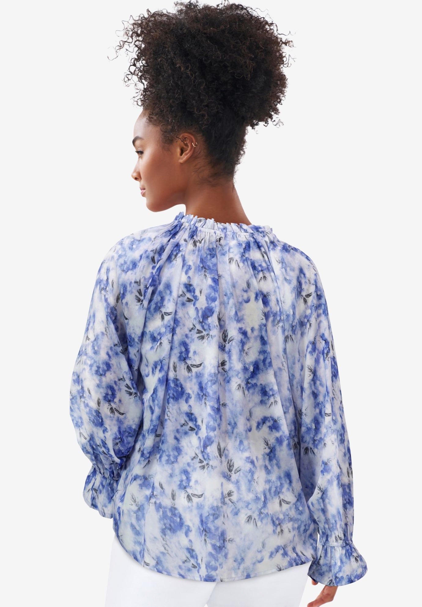 Keyhole Ruffle Trim Blouse image number 1