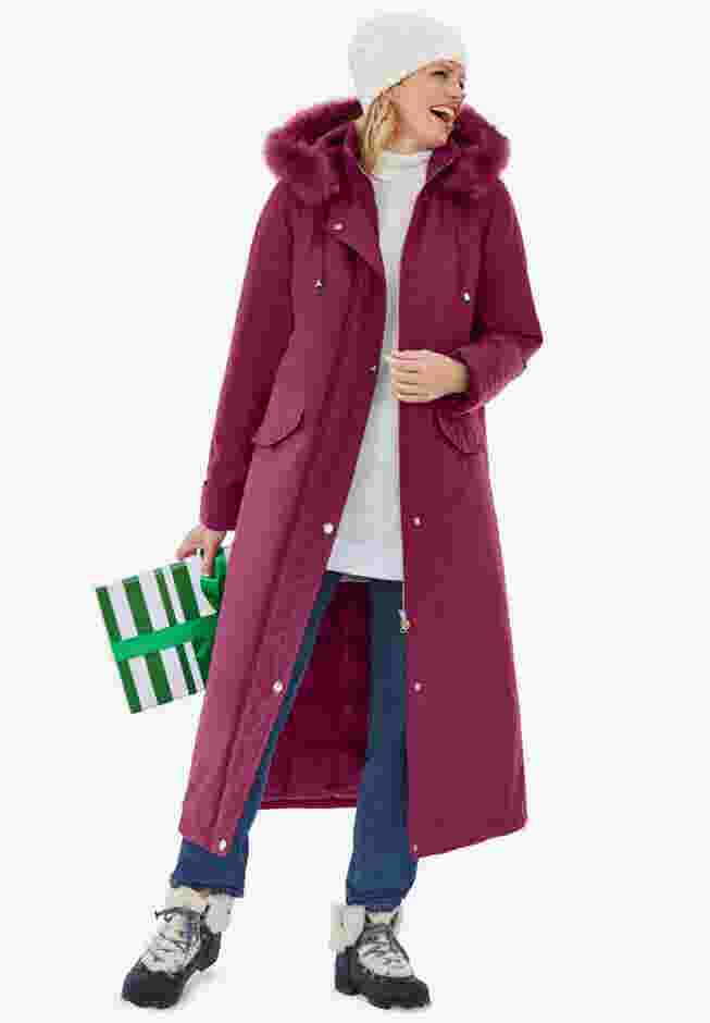 Long Hooded DTM Faux Down Parka Coat image number 0