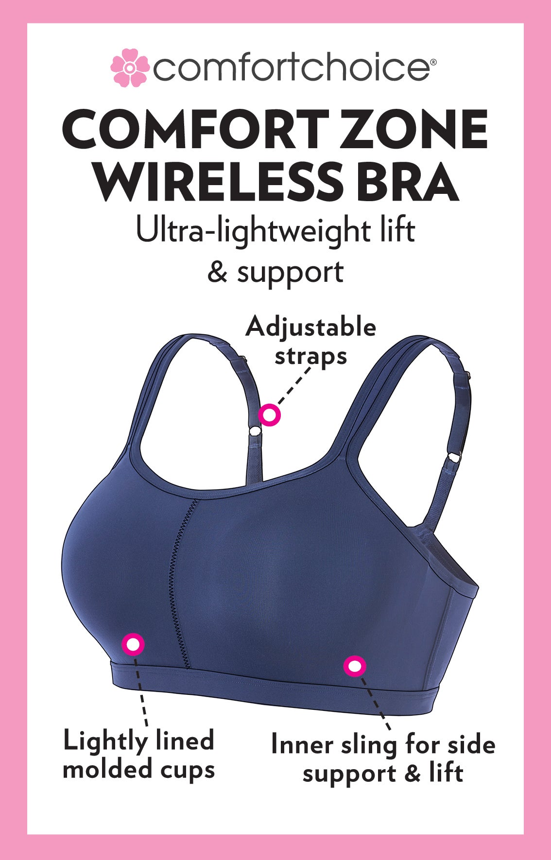 Comfort Zone Wireless Bra image number 3