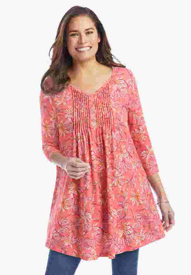 V-Neck Pintucked Tunic image number 6