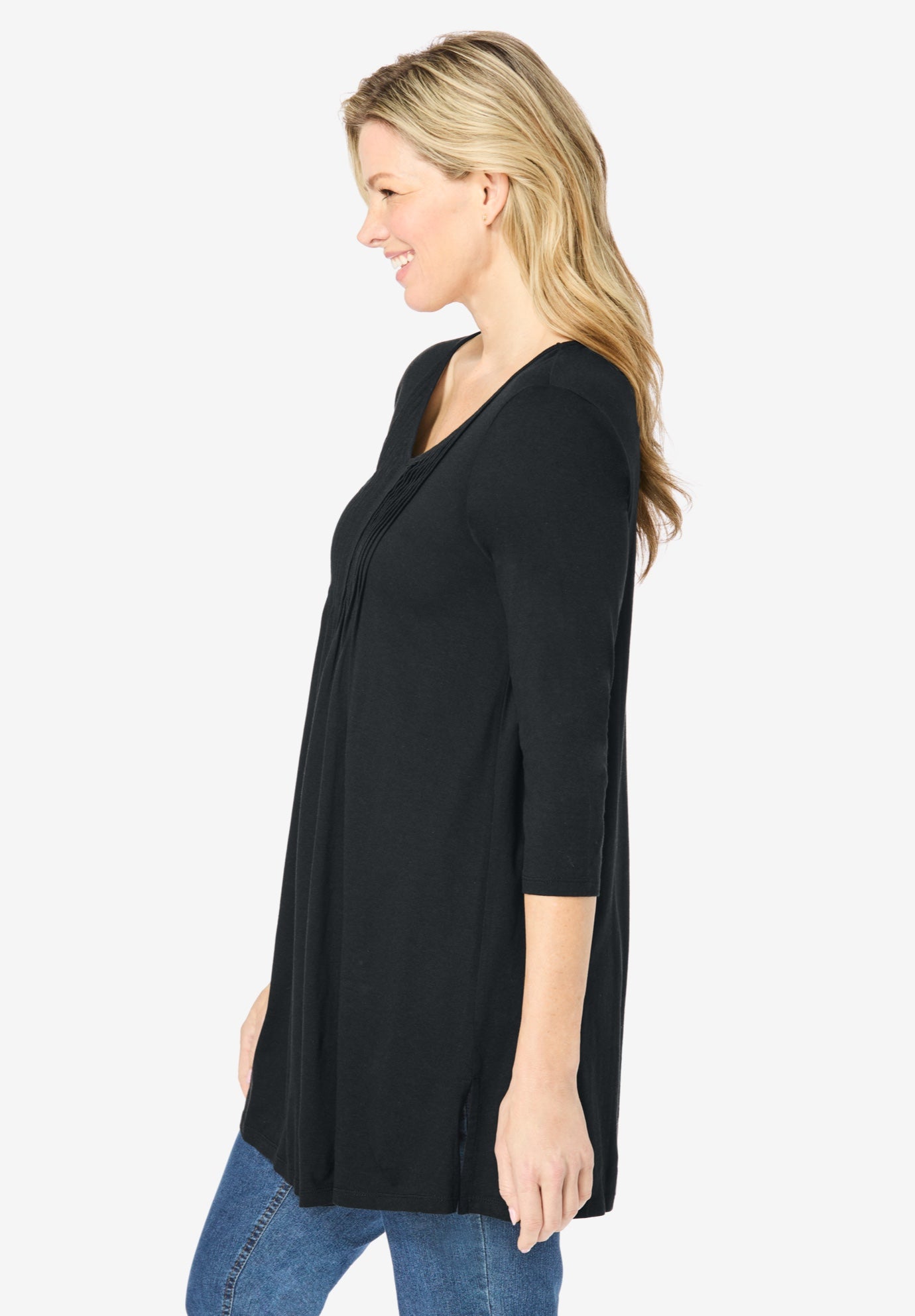 V-Neck Pintucked Tunic image number 2