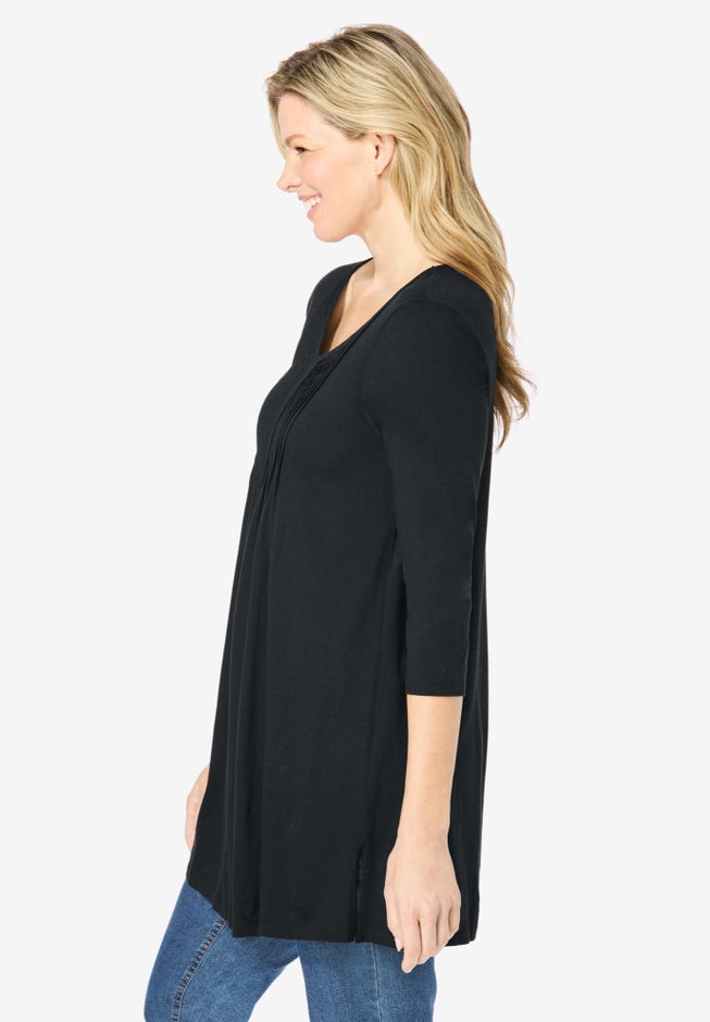 V-Neck Pintucked Tunic image number 2