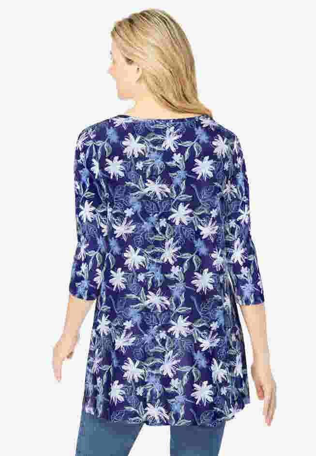 V-Neck Pintucked Tunic image number 1