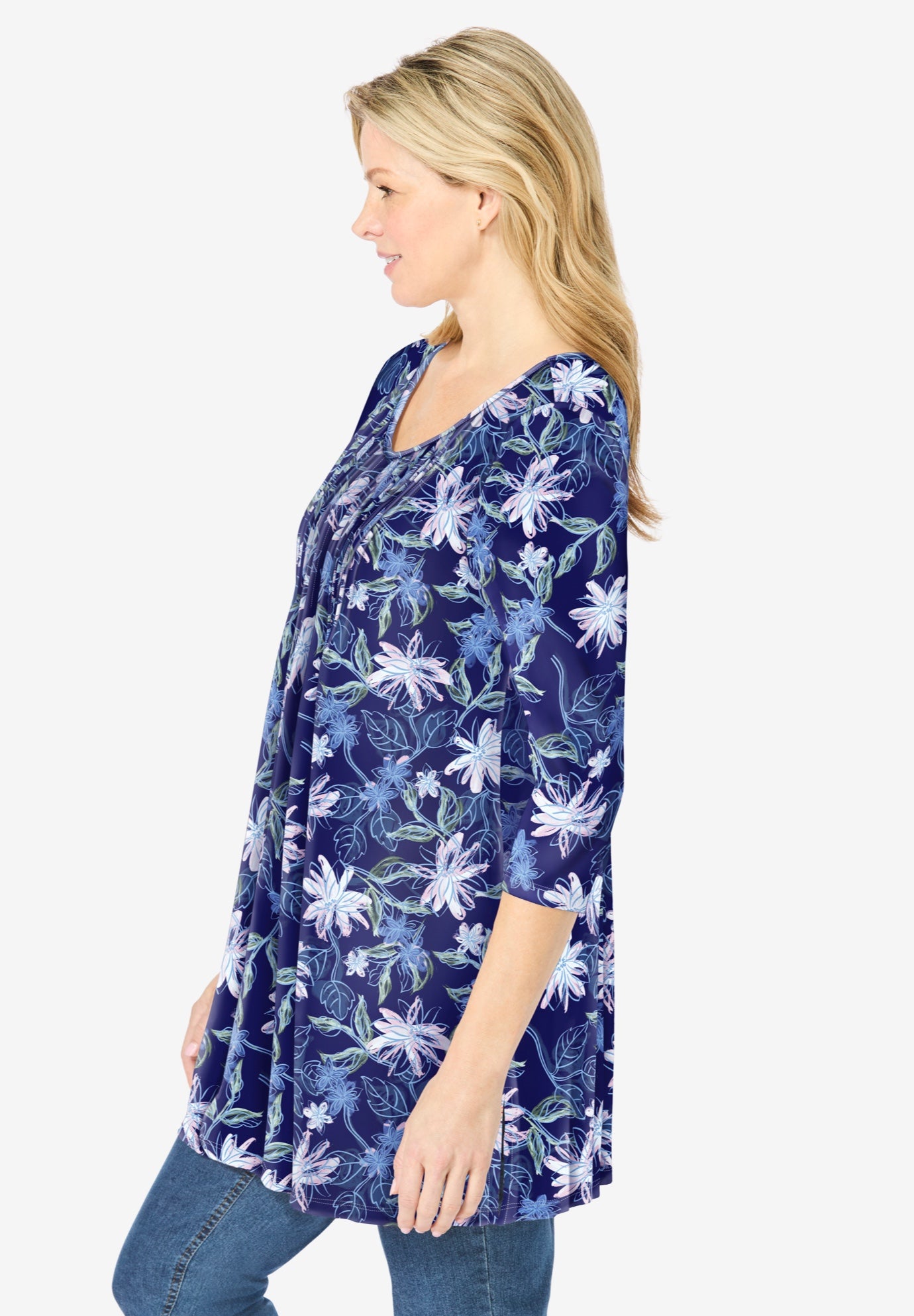 V-Neck Pintucked Tunic image number 2