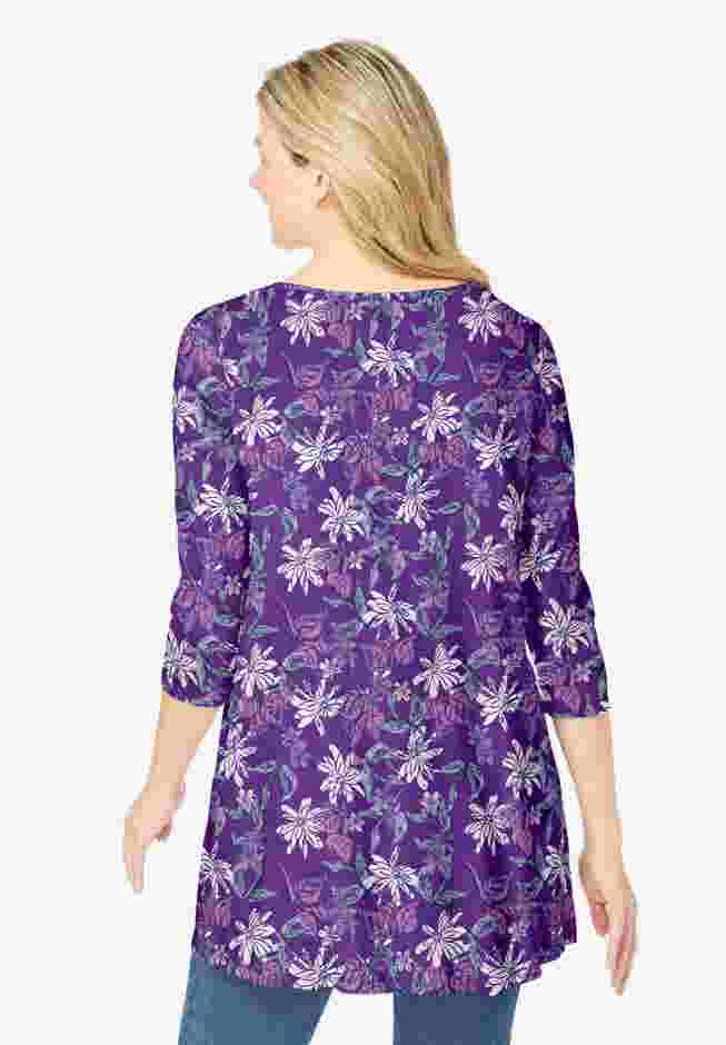 V-Neck Pintucked Tunic image number 1