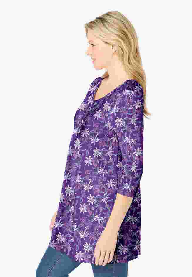 V-Neck Pintucked Tunic image number 2