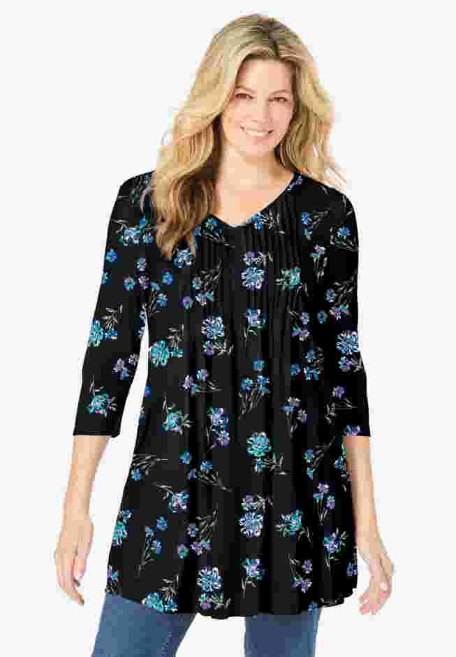 V-Neck Pintucked Tunic image number 0
