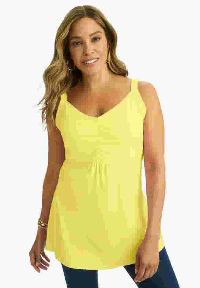 Stretch Cotton Shirred Tank image number 0