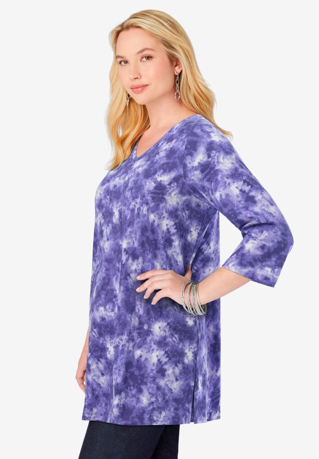 Perfect Printed Three-Quarter-Sleeve V-Neck Tunic image number 2