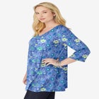 Perfect Printed Three-Quarter-Sleeve V-Neck Tunic image number null