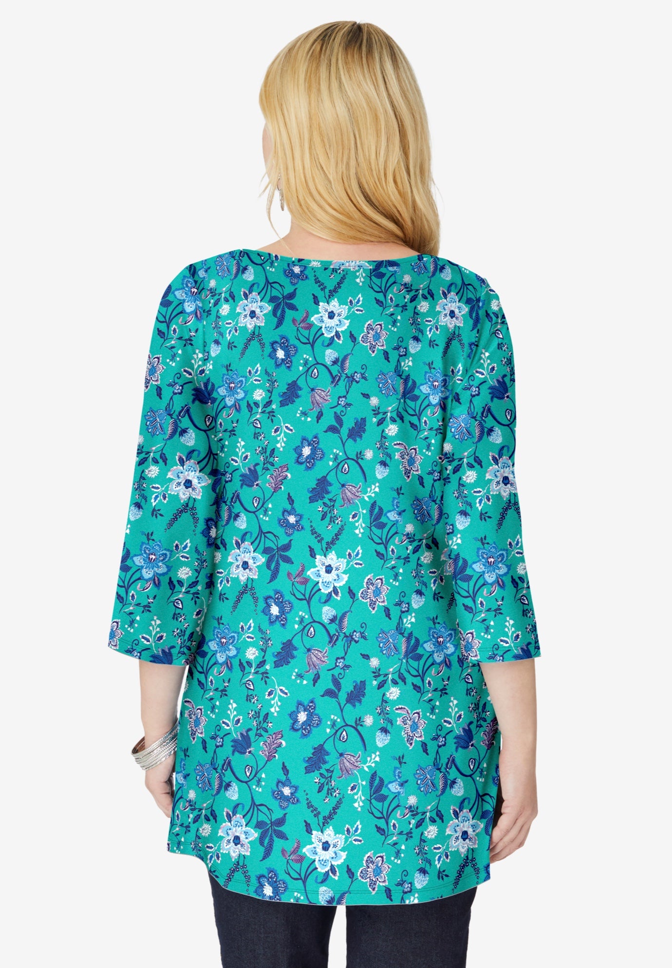 Perfect Printed Three-Quarter-Sleeve V-Neck Tunic image number 1