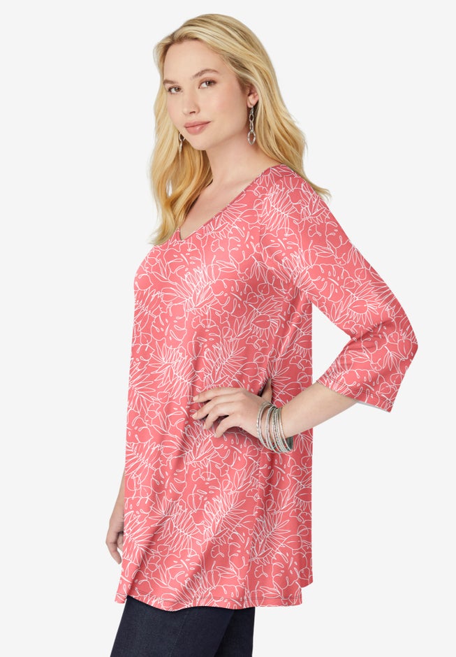 Perfect Printed Three-Quarter-Sleeve V-Neck Tunic image number 2