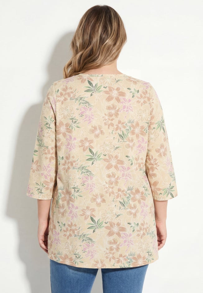 Perfect Printed Three-Quarter-Sleeve V-Neck Tunic image number 1