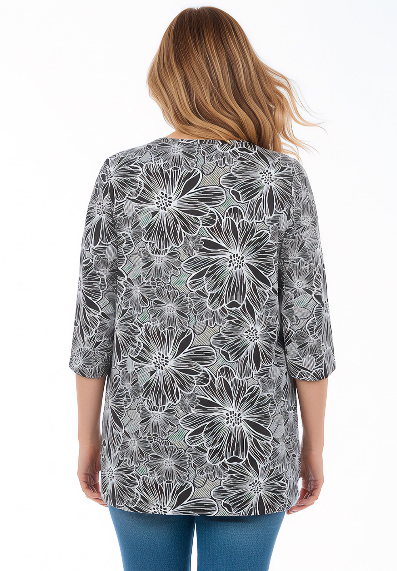 Perfect Printed Three-Quarter-Sleeve V-Neck Tunic image number 1