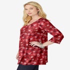 Perfect Printed Three-Quarter-Sleeve V-Neck Tunic image number null