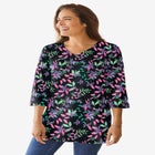 Perfect Printed Three-Quarter-Sleeve V-Neck Tunic image number null