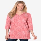 Perfect Printed Three-Quarter-Sleeve V-Neck Tunic image number null