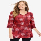 Perfect Printed Three-Quarter-Sleeve V-Neck Tunic image number null