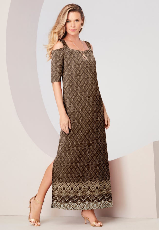 Plus Size Cold Shoulder Maxi Dress image number 3