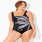 Chlorine Resistant Square Neck Tummy Control One Piece Swimsuit image number 0