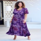 Plus Size Hand Crinkled Flutter-Sleeve Maxi Dress image number null