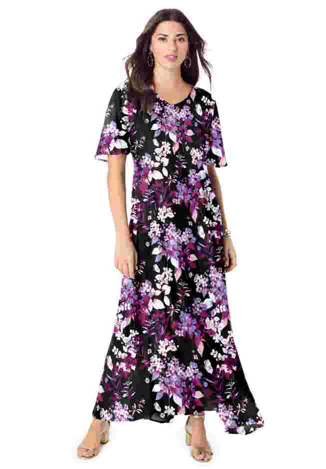 Hand Crinkled Flutter Sleeve Dress image number 0