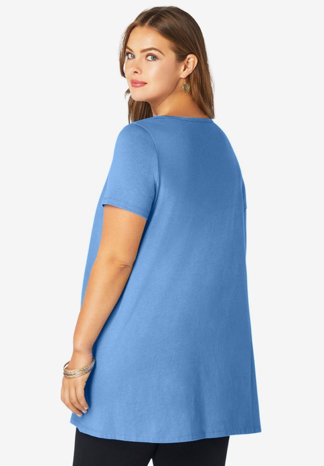 Plus Size Cotton Ultimate Scoopneck Swing Tunic image number 1