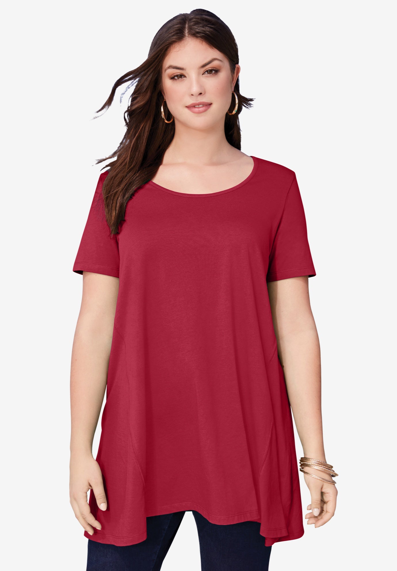 Plus Size Cotton Ultimate Scoopneck Swing Tunic image number 0