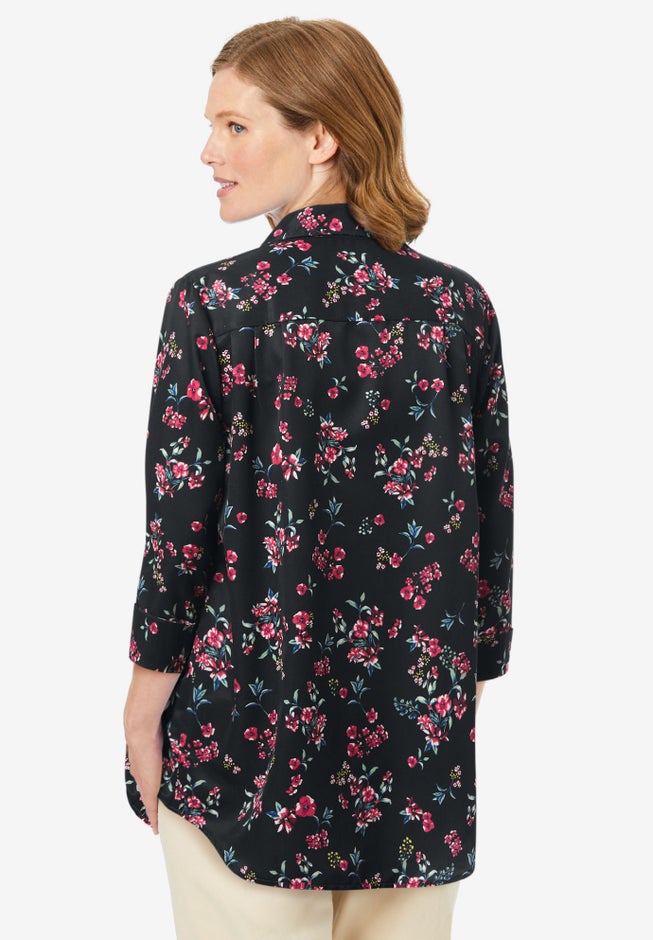 No Iron Three-Quarter Sleeve Peachskin Shirt image number 1