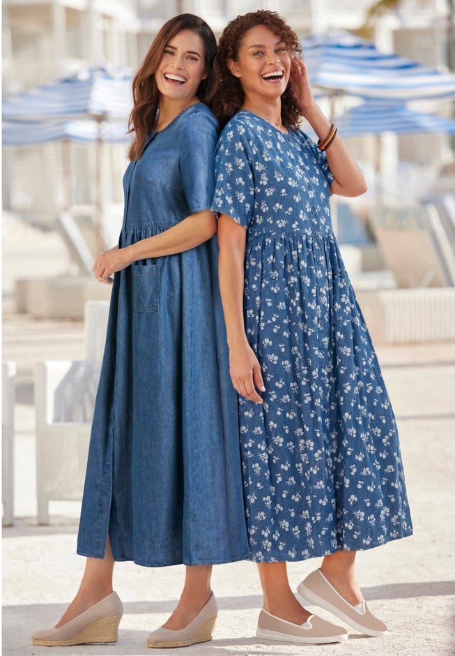 Short-Sleeve Denim Dress image number 2