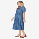 Short-Sleeve Denim Dress image number null