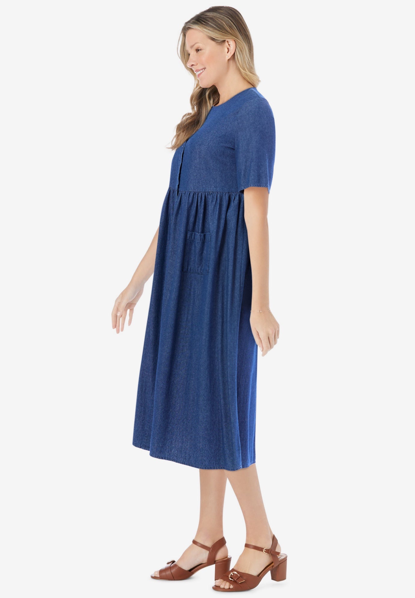Short-Sleeve Denim Dress image number 2