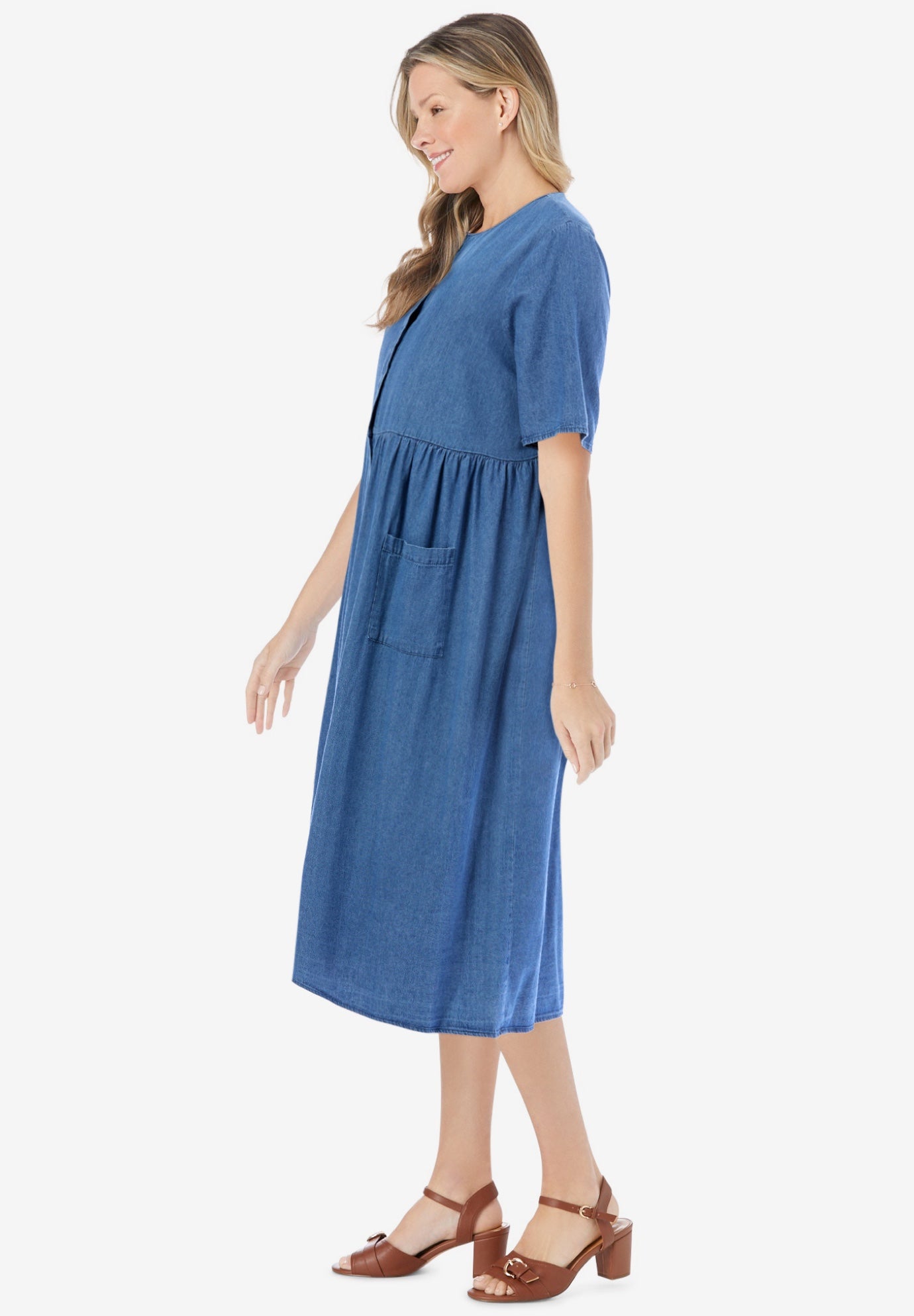 Short-Sleeve Denim Dress image number 2