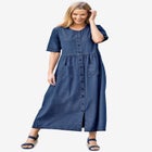 Short-Sleeve Denim Dress image number null