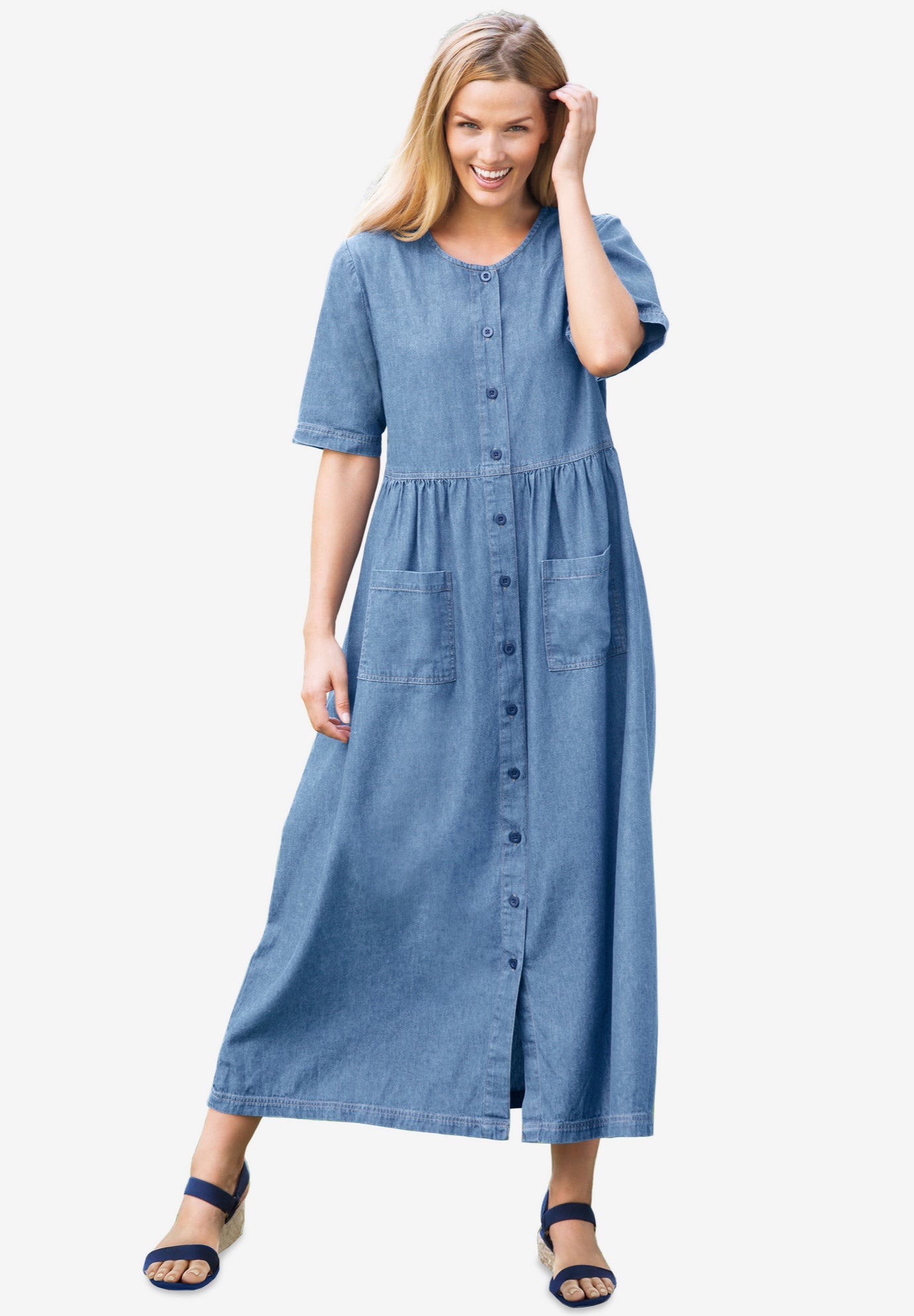 Short-Sleeve Denim Dress image number 0
