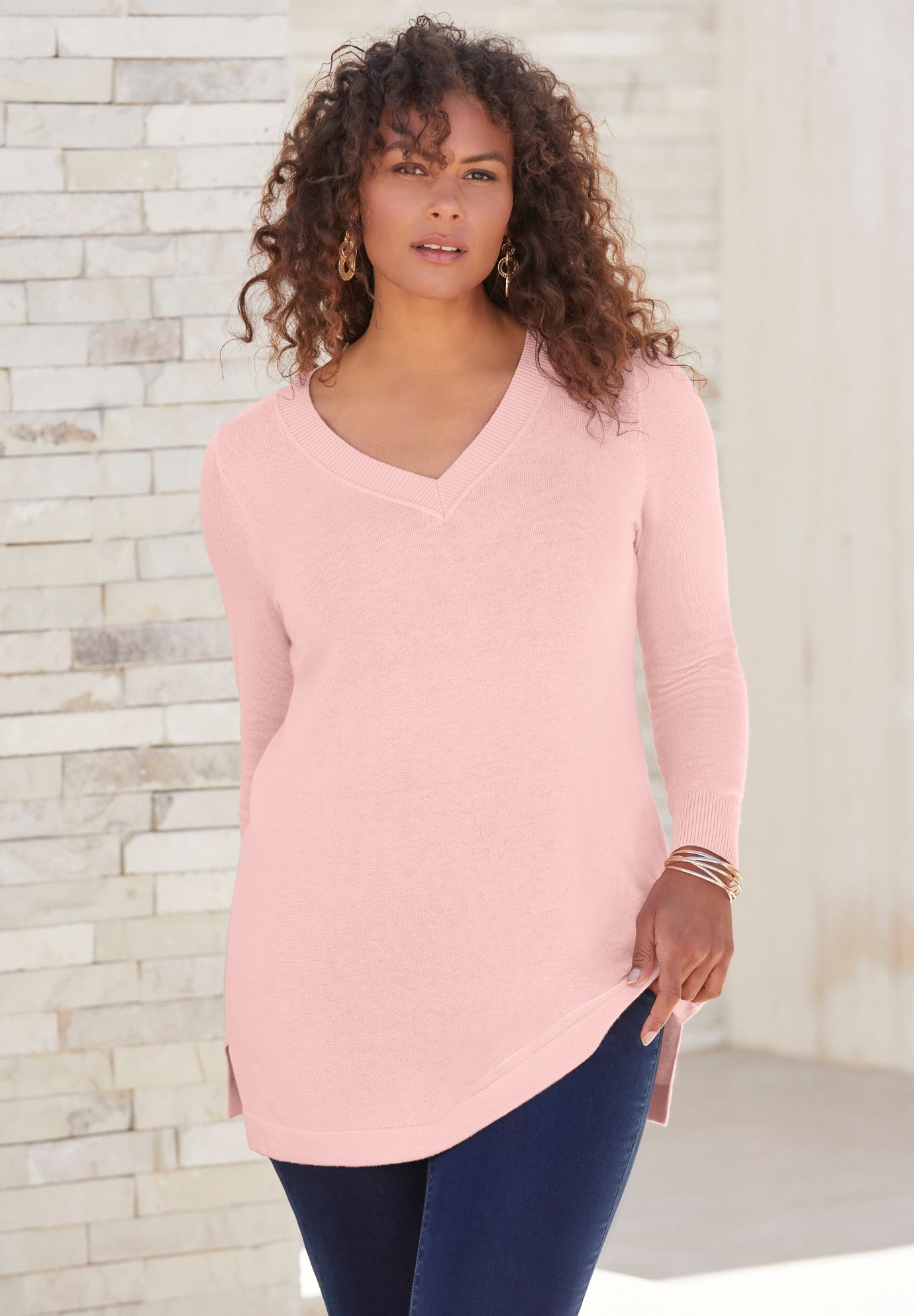 Plus Size CashMORE V-Neck Sweater image number 4